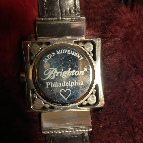 Brighton watch. Black leather band with square silver face. Excellent condition. - Picture 4 of 4